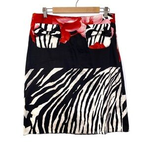 NEW Vintage Grace Dane Lewis Workshop Floral Zebra Multicolored Cotton Skirt